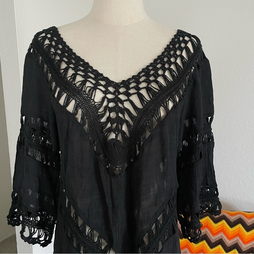 India Boutique Boho Hippie Crochet Tunic Top - Picture 5 of 10